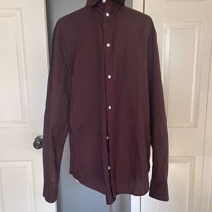 H&M Men's Casual Button Down Shirt - Dark Burgundy